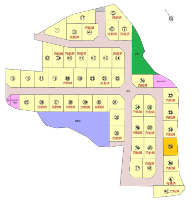 全体区画図 総48区画の分譲地です。
